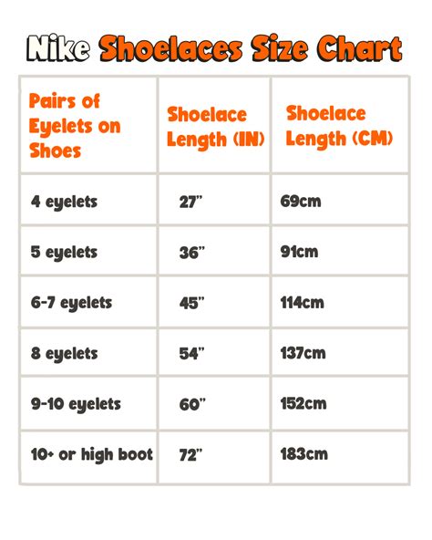 nike shoelaces size chart